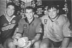 Paul Harragon with Bradley Clyde and Craig Salvatori after the match, with the match ball for player of the series.