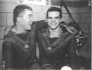 Bradley Clyde and Paul Harragon celebrate winning a chaotic game at Palmerston North.