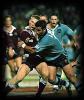 Andrew Johns tackles Darren Lockyer.