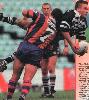 Michael Brabek is dumped by Andrew Johns.