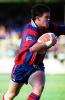 Matthew Gidley tries to beat his man.