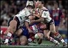 David Fairleigh tackled in his last game for the Knights.