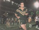Andrew Johns runs out as Australian captain for the first time.