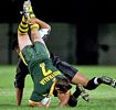 ... and lands on his head, to boot.