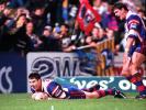 Peter Shiels scores the easiest try of his life.