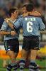 Matthew Gidley (plus Luke Priddis and Brad Fittler) celebrate a try!