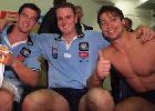 Matthew Gidley, Mark Hughes and Luke Ricketson celebrate the win.