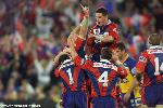 The boys celebrate ...