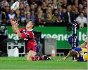 ... he deflects the ball as it bounces up ...