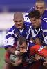 Matt Parsons is tackled by some particularly ugly Bulldog.