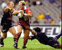 Adam MacDougall goes through some more slack Melbourne defence.