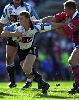 Adam Dykes pushes away from Bill Peden.