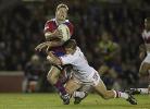 Matthew Gidley offloading from a crunching tackle.