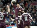 Robbie O'Davis celebrates the stupid Dane Carlaw try.