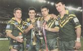 The Newcastle connection - Danny Buderus, Andrew Johns, Timana Tahu and Steve Simpson.