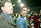 Phil Gould and Andrew Johns, the winning coach and captain.