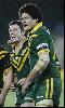 Danny Buderus and Willie Mason celebrate the win.