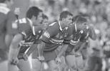 Adam Woolnough, Matt Kennedy, Josh Perry and Daniel Abraham line up in defence.