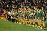 The Australian side lines up.