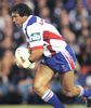 Robbie O'Davis puts his head down, prior to being forced off with injury.