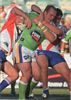 Michael Weyman wrestles his way forward.