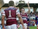 Michael Witt celebrates a try.