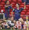 ... celebrates the match-winner ...