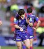Jarrod Mullen is over the moon with his try, as Andrew Johns converts.