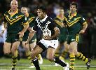 Ben Kennedy and Andrew Johns watch as Paul Whatuira steps.