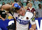 A benched Brad Thorn cools off.