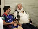 Brian Carney in the sheds after the match with his father.
