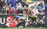 Brian Carney chases his own chip-kick ...