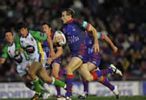 David Seage makes a long run, in the lead-up to Newcastle' first try.