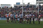 Melbourne wait for a No Try ruling against Newcastle.