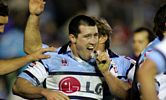 Paul Gallen celebates his first-half try.