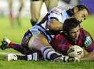 ... and Nigel Vagana can't stop him crossing for what will turn out to be the match-winner.