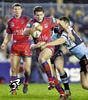 Matthew Gidley nearly breaks through the Cronulla tackle.