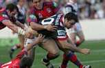 David Shillington takes the ball up.