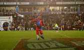 The Knights mascot goes off, at the start of the game!