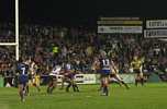 Danny Buderus is smashed, close to the Manly line.