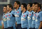 New South Wales line up for the national anthem.