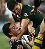 Steve Simpson takes care of Sonny Bill Williams.