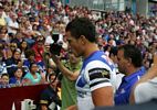 Sonny Bill Williams heads up the Knights tunnel ...