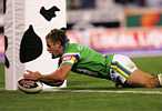 William Zillman crosses under the posts ...