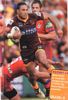 Justin Hodges breaks through more shoddy Knights defence.