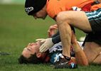 ... after being hit high by Steve Simpson.