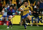 Jarryd Hayne crosses for a fortunate try.
