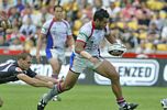 Zeb Taia makes an early break for the Knights.